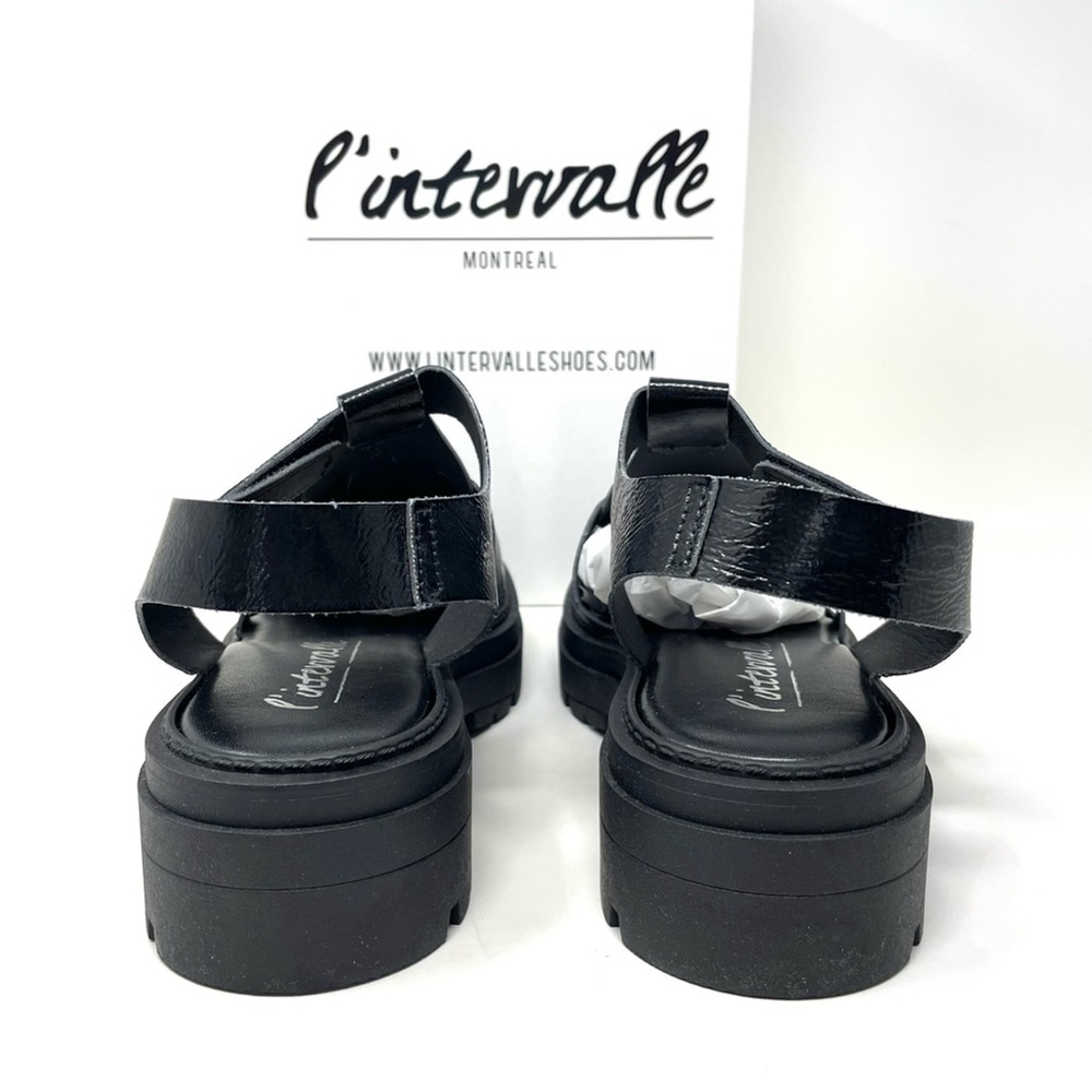 l’Intervalle Black Naplack Leather Gandalfo Fisherman Sandals Size 39 8.5 - Picture 4 of 13